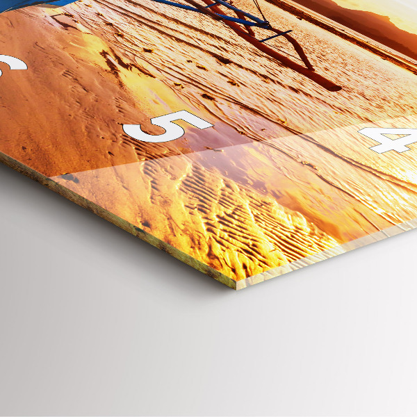 Zegar ścienny kwadratowy Łódka i zachód słońca