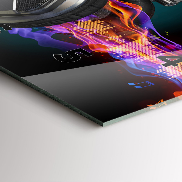 Kwadratowy zegar Słuchawki i fale dźwiękowe