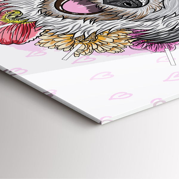 Zegar ścienny kwadratowy Szczęśliwy piesek w kwiatach