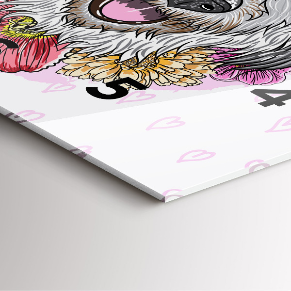 Zegar ścienny kwadratowy Szczęśliwy piesek w kwiatach