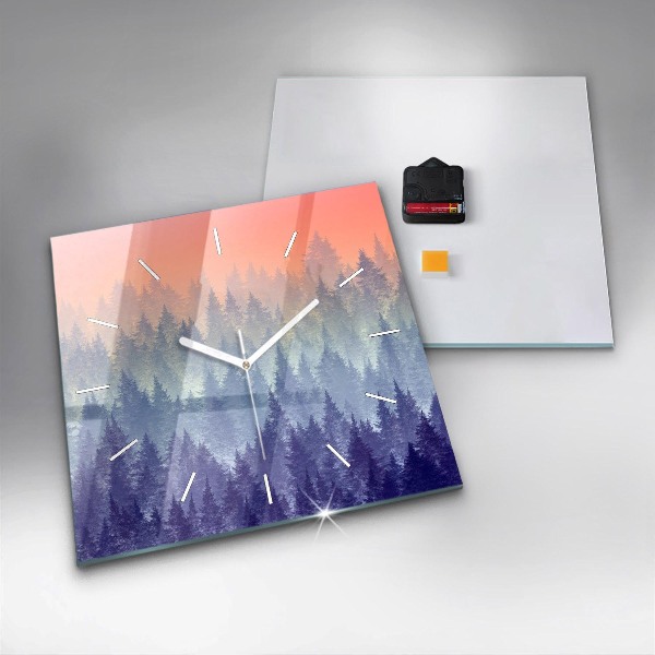 Zegar ścienny kwadratowy Las we mgle
