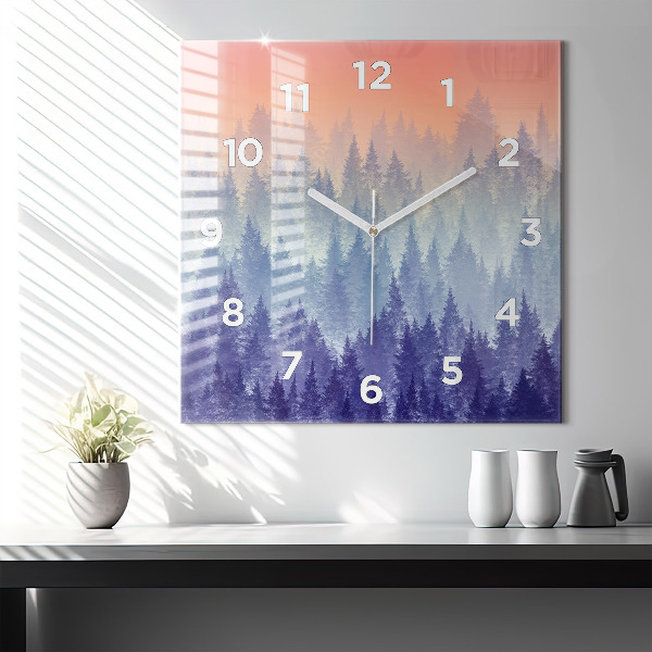 Zegar ścienny kwadratowy Las we mgle