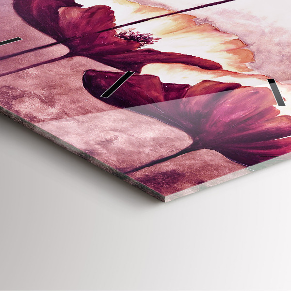 Zegar ścienny kwadratowy Rozkwitające kwiaty maki