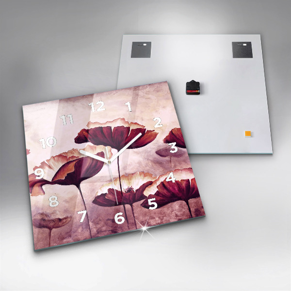 Zegar ścienny kwadratowy Rozkwitające kwiaty maki