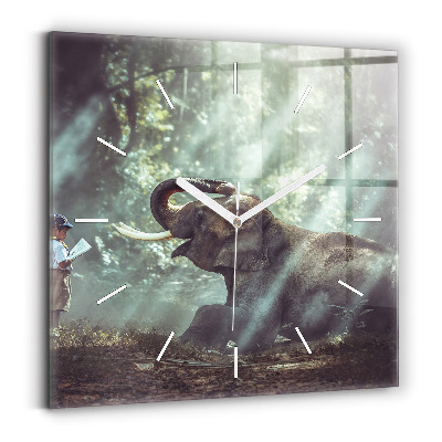 Zegar ścienny kwadratowy Chłopczyk czyta książkę