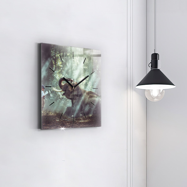 Zegar ścienny kwadratowy Chłopczyk czyta książkę