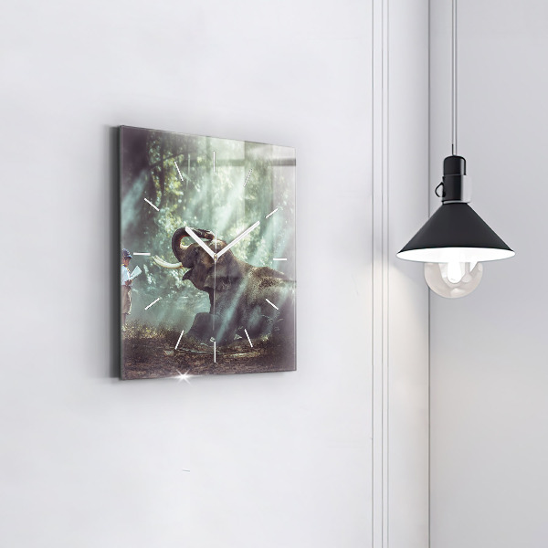 Zegar ścienny kwadratowy Chłopczyk czyta książkę