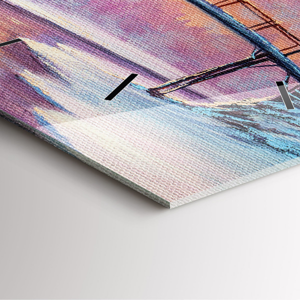 Zegar ścienny kwadratowy Choinka i most