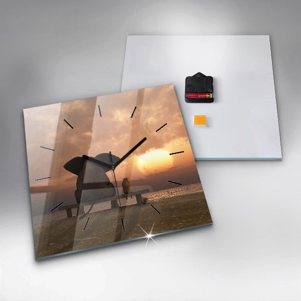 Kwadratowy zegar Zwierzęta i zachód słońca