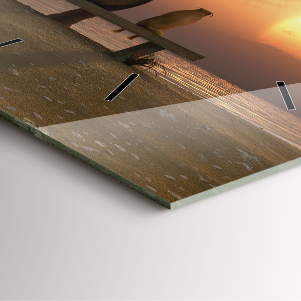 Kwadratowy zegar Zwierzęta i zachód słońca