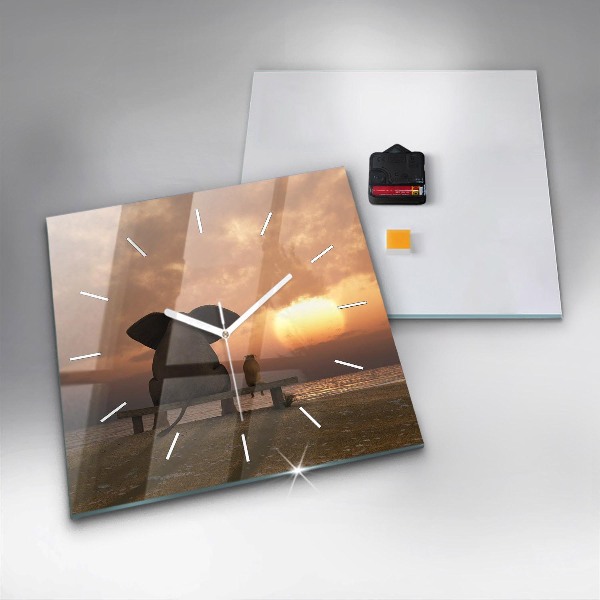 Kwadratowy zegar Zwierzęta i zachód słońca