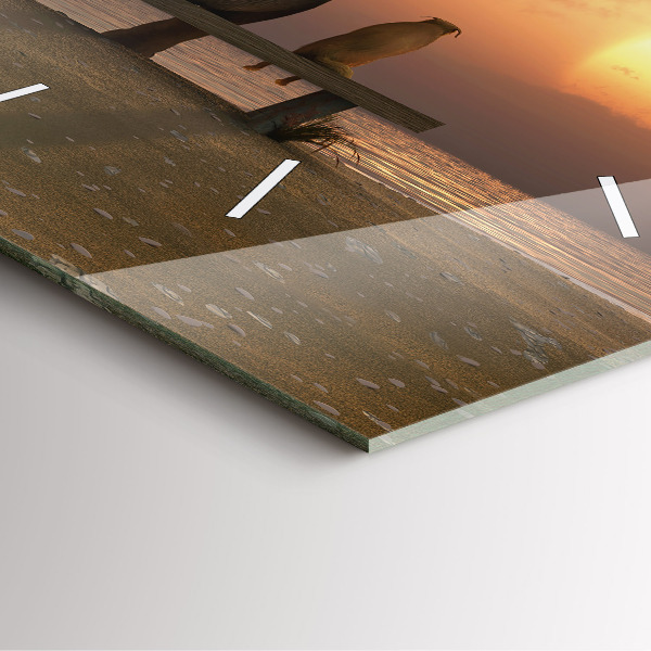 Kwadratowy zegar Zwierzęta i zachód słońca