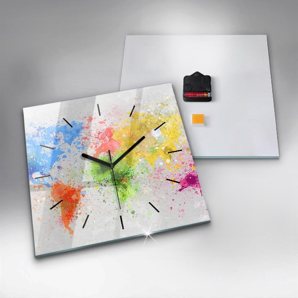 Kwadratowy zegar Mapa świata na papierze