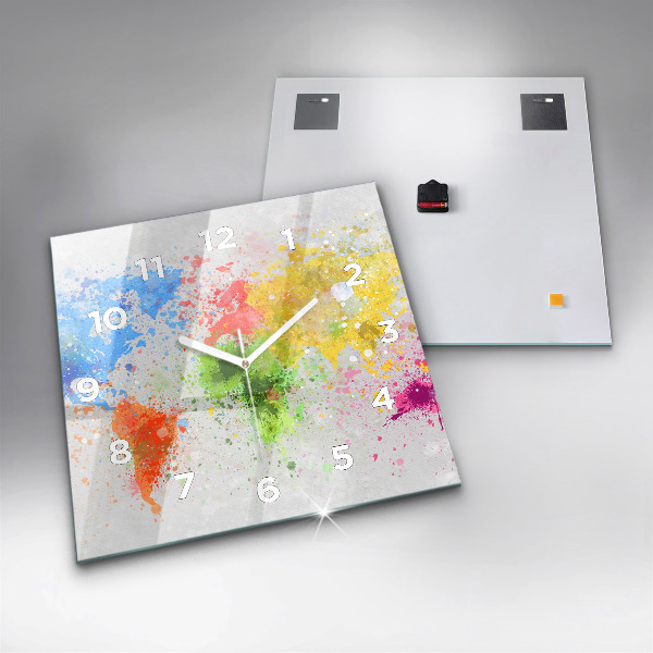 Kwadratowy zegar Mapa świata na papierze