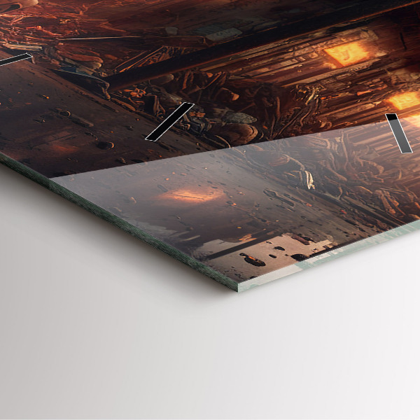 Zegar ścienny kwadratowy Apokaliptyczny budynek