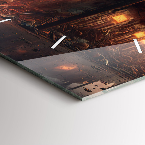 Zegar ścienny kwadratowy Apokaliptyczny budynek