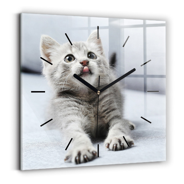 Kwadratowy zegar Kot na kanapie