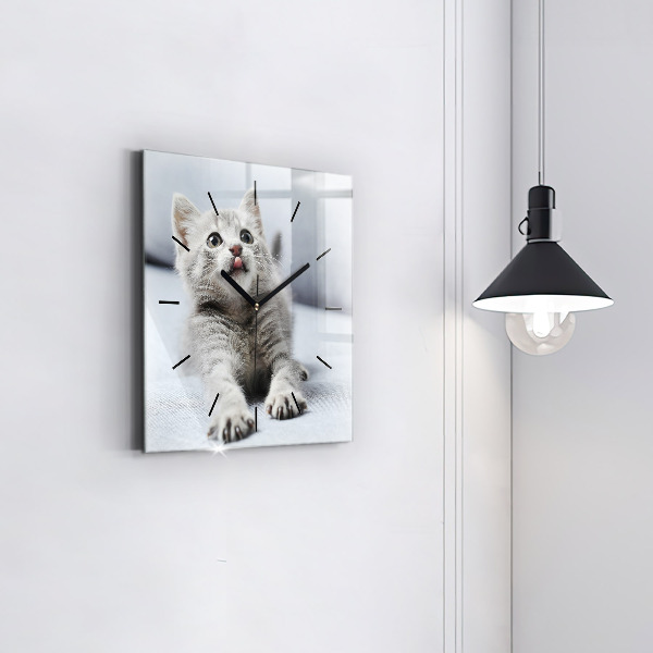 Kwadratowy zegar Kot na kanapie