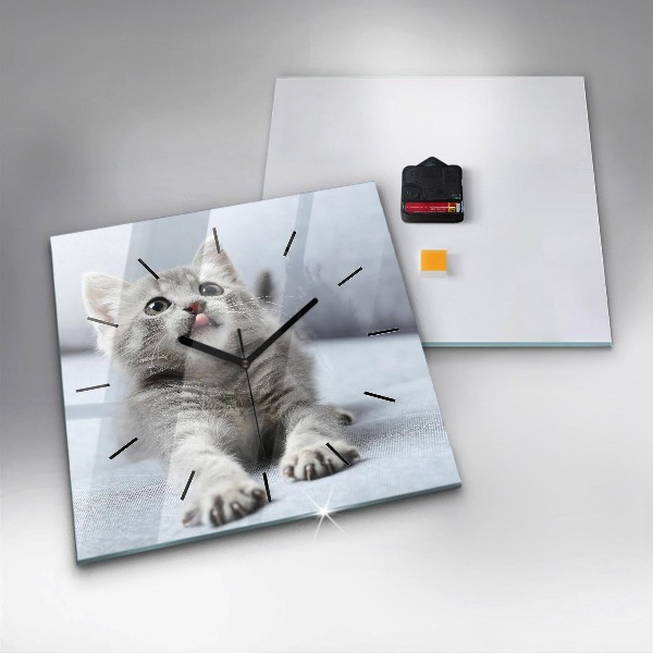 Kwadratowy zegar Kot na kanapie