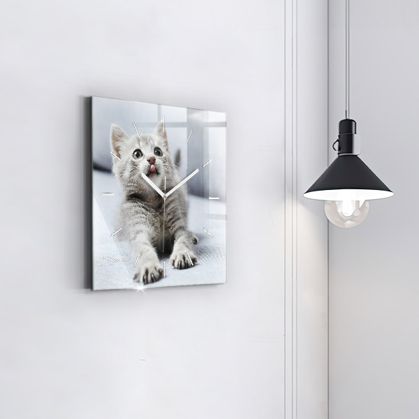 Kwadratowy zegar Kot na kanapie