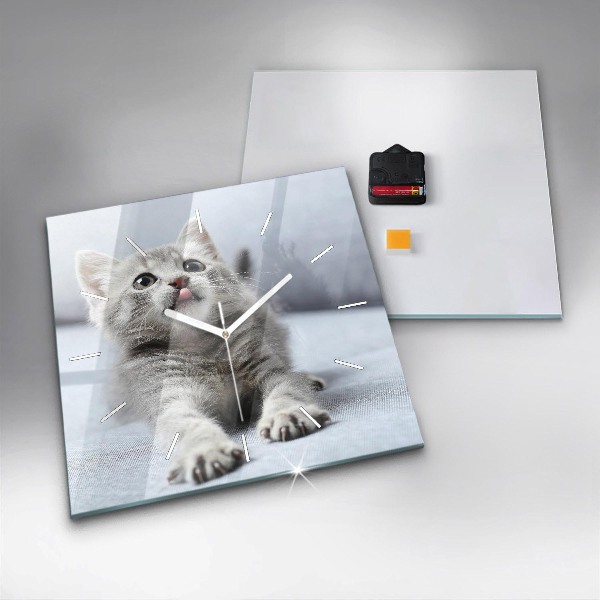 Kwadratowy zegar Kot na kanapie