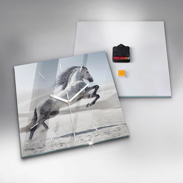 Kwadratowy zegar Galopujący biały koń