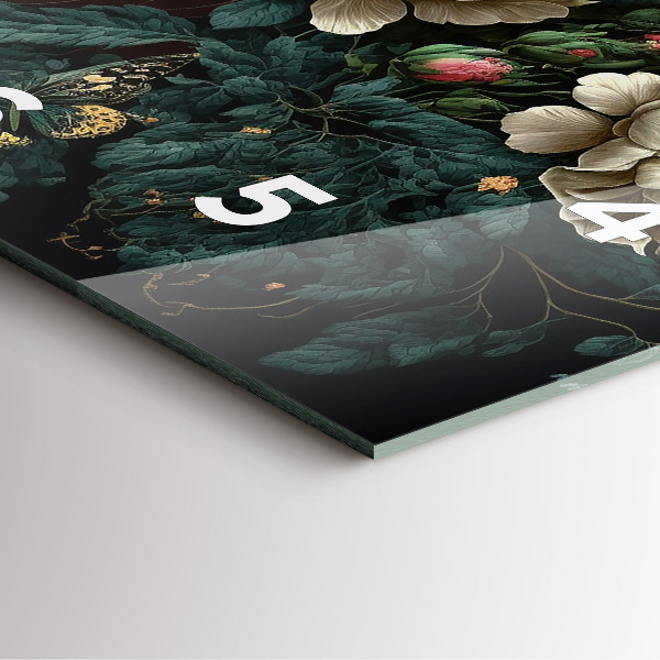 Zegar ścienny kwadratowy Kwiat i złote motyle