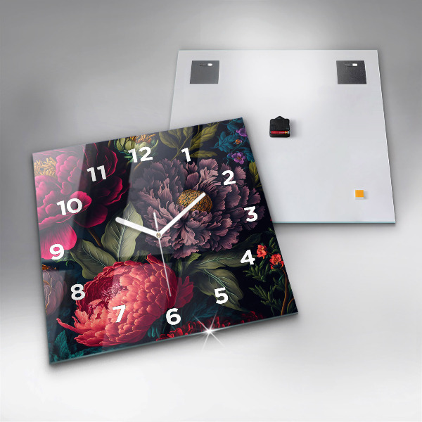 Zegar na ścianę kwadratowy Vintage bukiet kwiatów