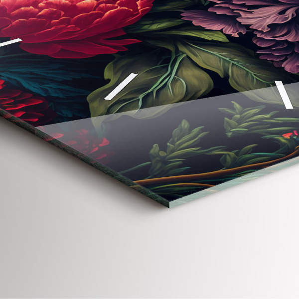 Zegar na ścianę kwadratowy Vintage bukiet kwiatów