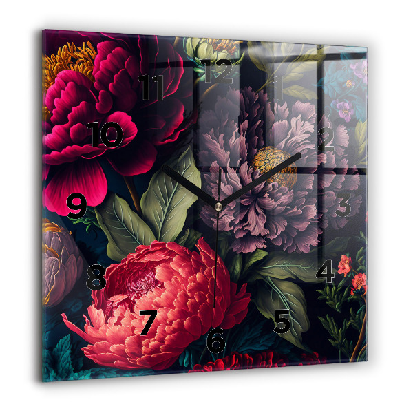 Zegar na ścianę kwadratowy Vintage bukiet kwiatów