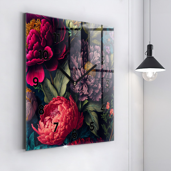 Zegar na ścianę kwadratowy Vintage bukiet kwiatów
