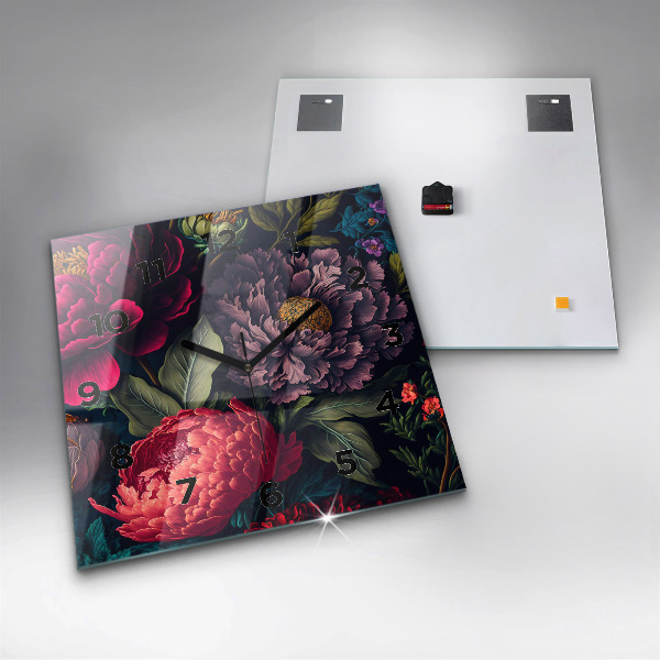 Zegar na ścianę kwadratowy Vintage bukiet kwiatów