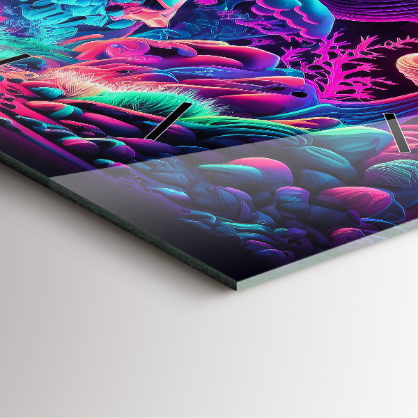 Zegar ścienny kwadratowy Neonowe grzyby