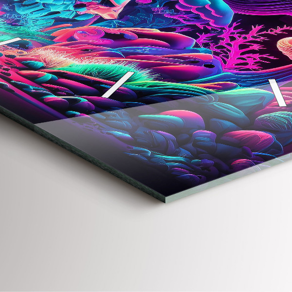 Zegar ścienny kwadratowy Neonowe grzyby