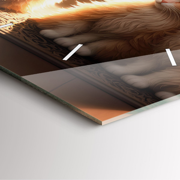 Zegar ścienny kwadratowy Cztery kotki w słońcu