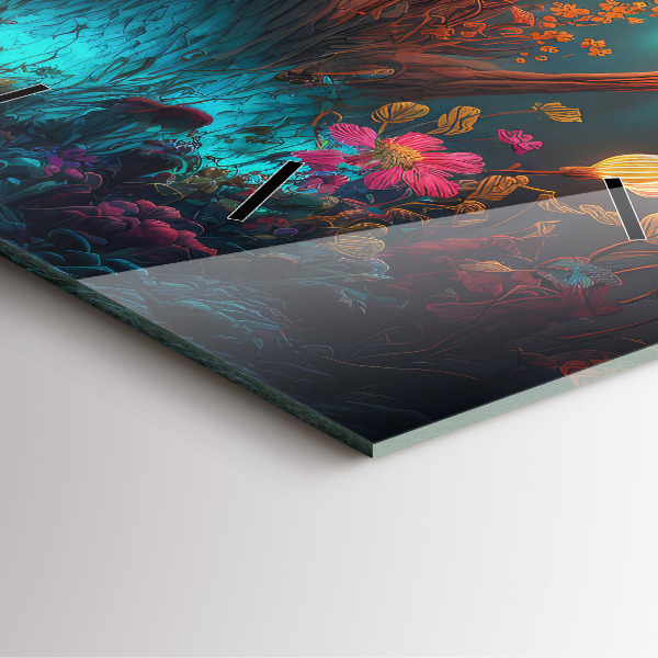 Zegar ścienny kwadratowy Las i magiczne grzyby