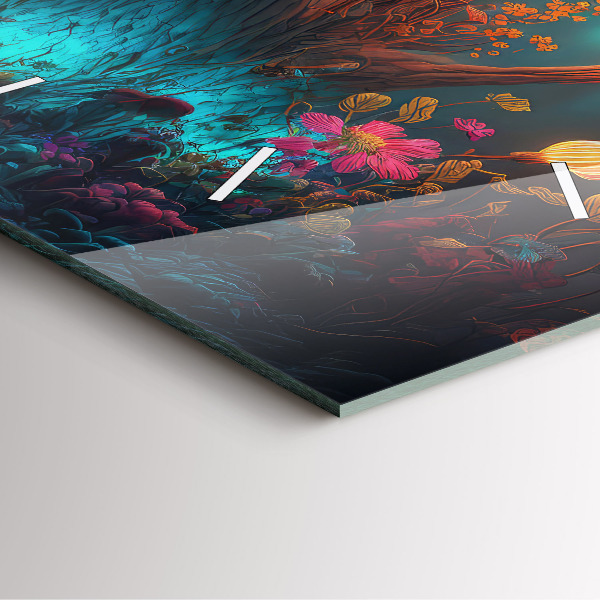 Zegar ścienny kwadratowy Las i magiczne grzyby