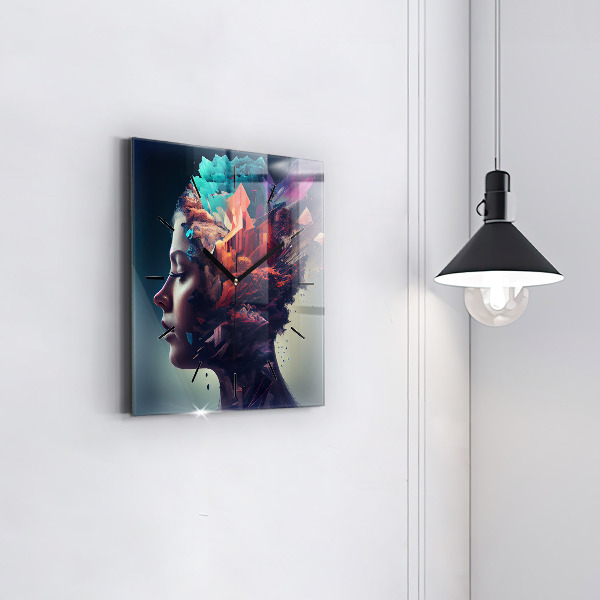 Zegar na ścianę kwadratowy Abstrakcja kobieta