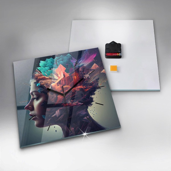 Zegar na ścianę kwadratowy Abstrakcja kobieta