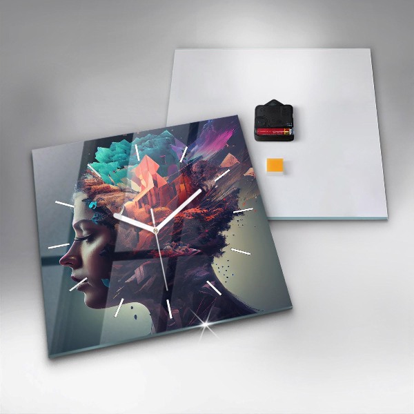 Zegar na ścianę kwadratowy Abstrakcja kobieta