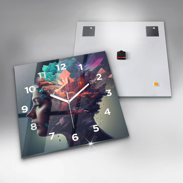 Zegar na ścianę kwadratowy Abstrakcja kobieta