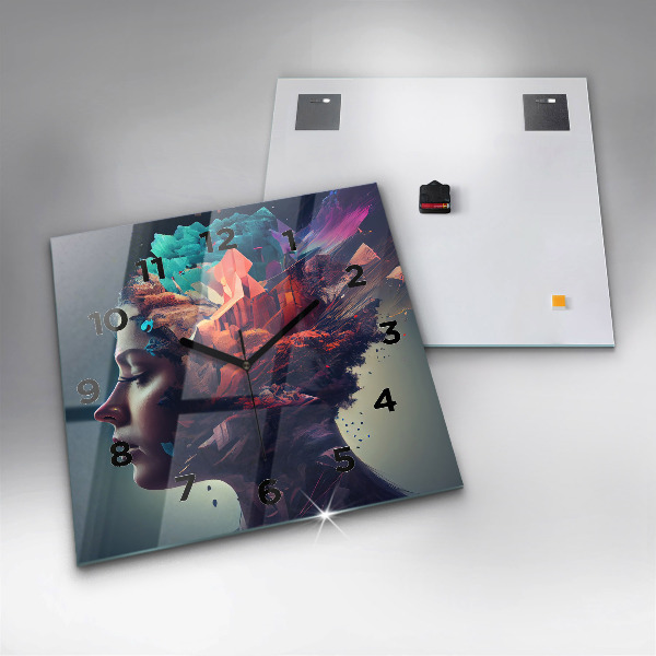 Zegar na ścianę kwadratowy Abstrakcja kobieta