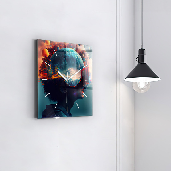 Zegar na ścianę kwadratowy Futurystyczny świat