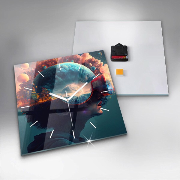 Zegar na ścianę kwadratowy Futurystyczny świat