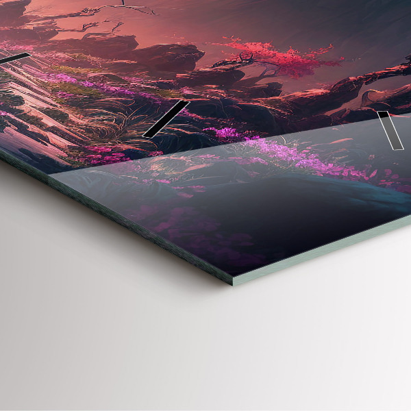 Zegar na ścianę kwadratowy Magiczny las i góry