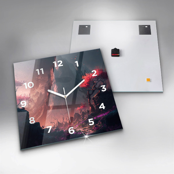 Zegar na ścianę kwadratowy Magiczny las i góry