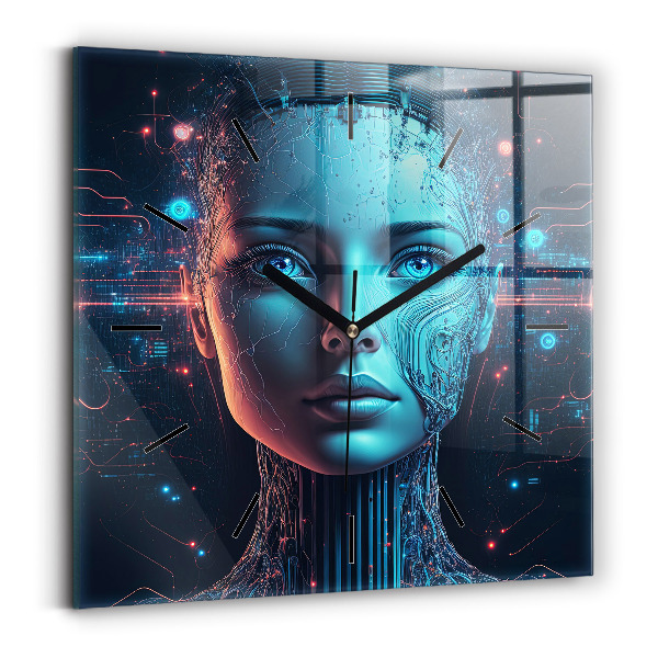 Zegar na ścianę kwadratowy Sztuczna inteligencja