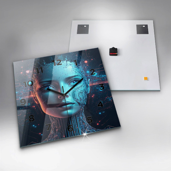 Zegar na ścianę kwadratowy Sztuczna inteligencja