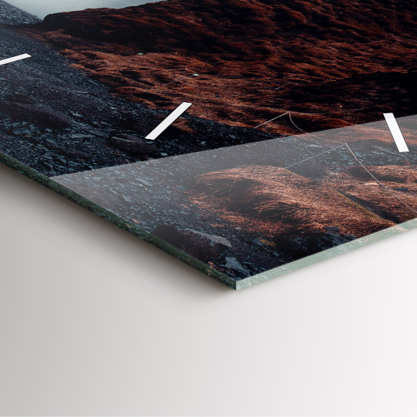 Zegar ścienny kwadratowy Pejzaż wodospadu Islandia