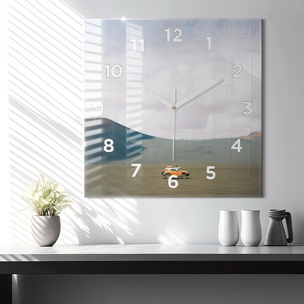 Zegar ścienny kwadratowy Pojazd na pustyni Kamczatka